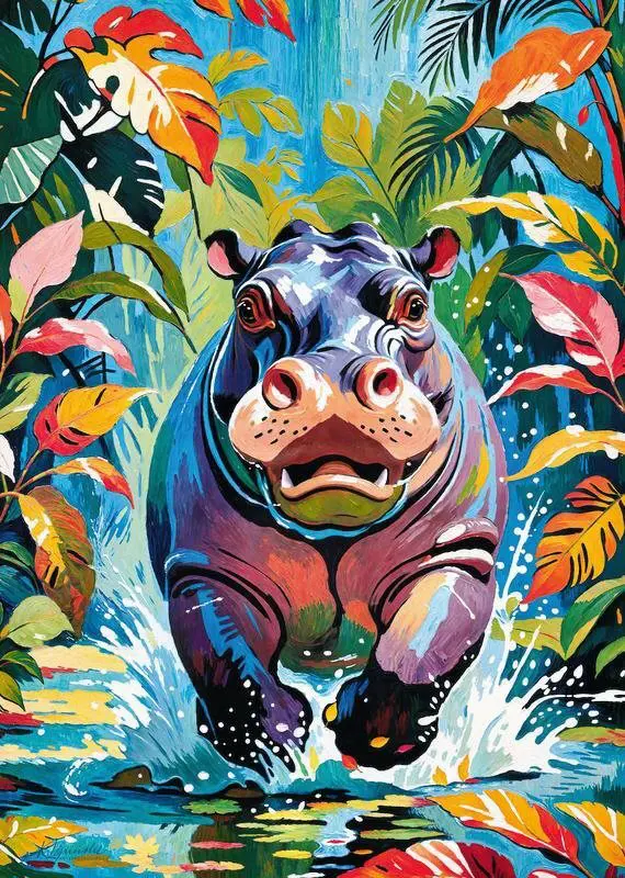 Puzzle Šťastný Hroch