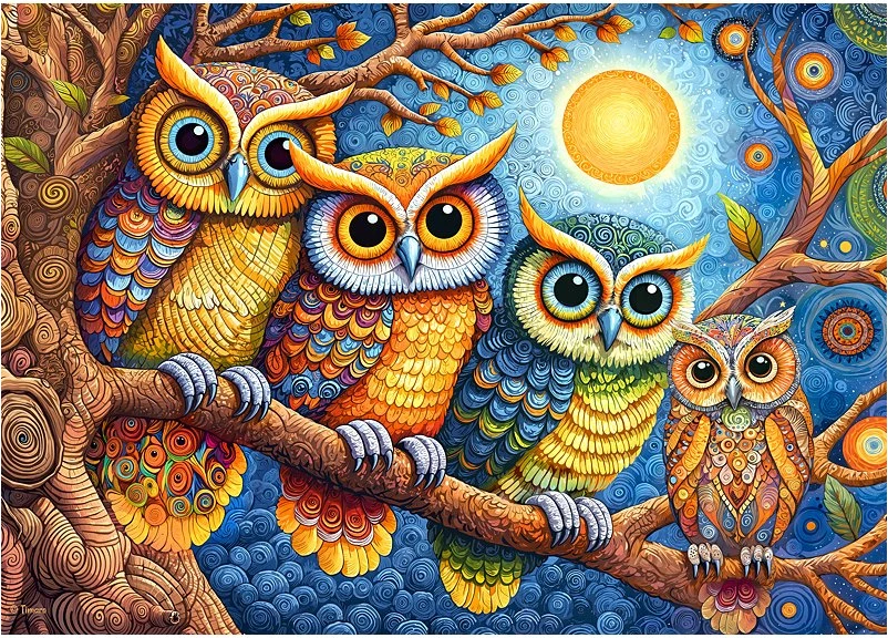 Puzzle Moonlight Owls