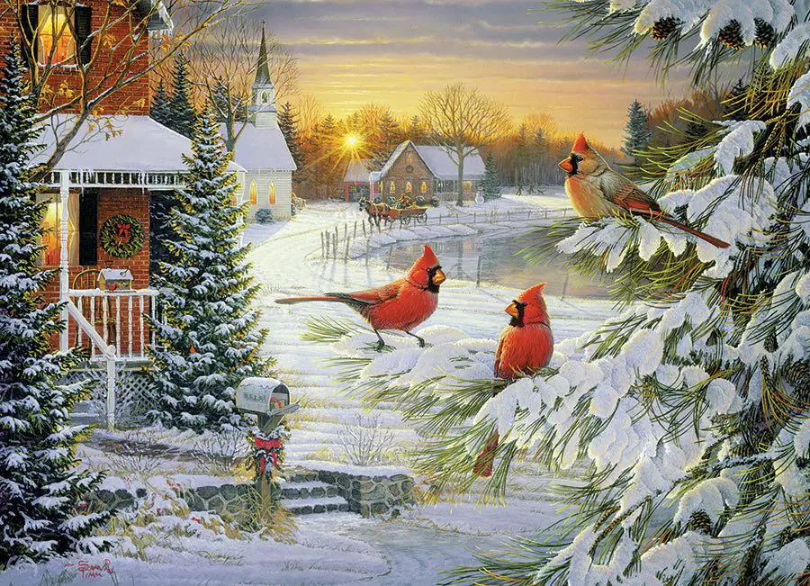 Puzzle Kardinali ob sončnem zahodu
