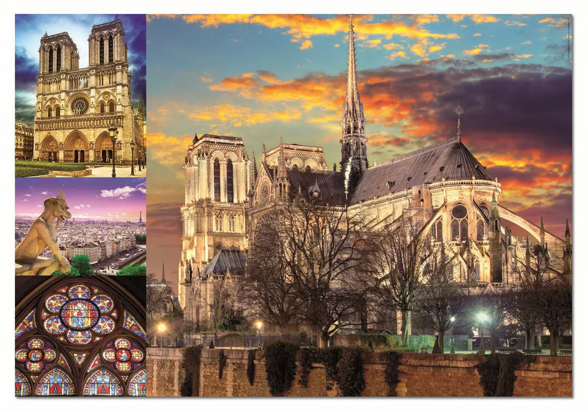 Puzzle Notre Dame, Paríž, Francúzsko - koláž