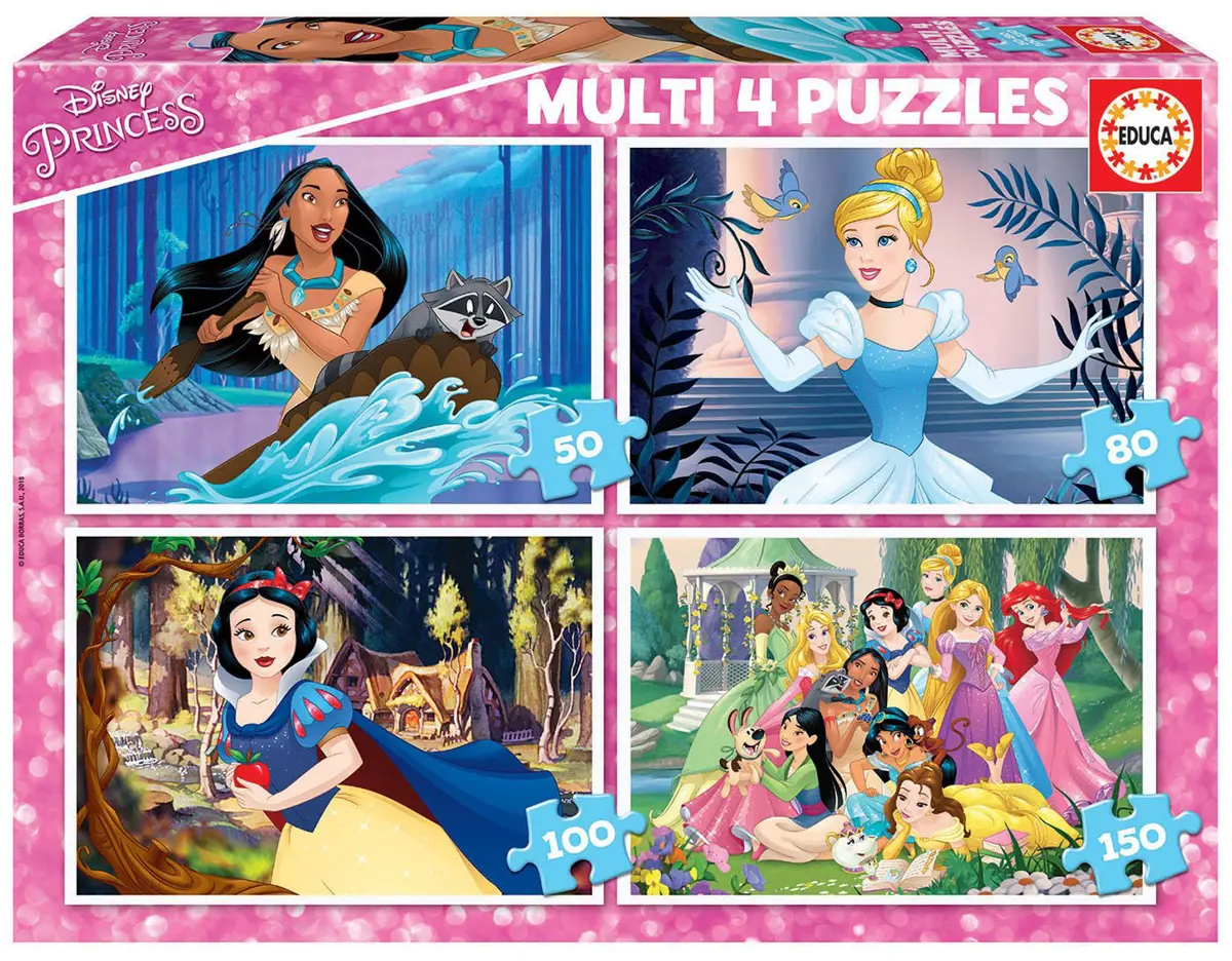 Puzzle 4x puzzle-uri prințesa Disney