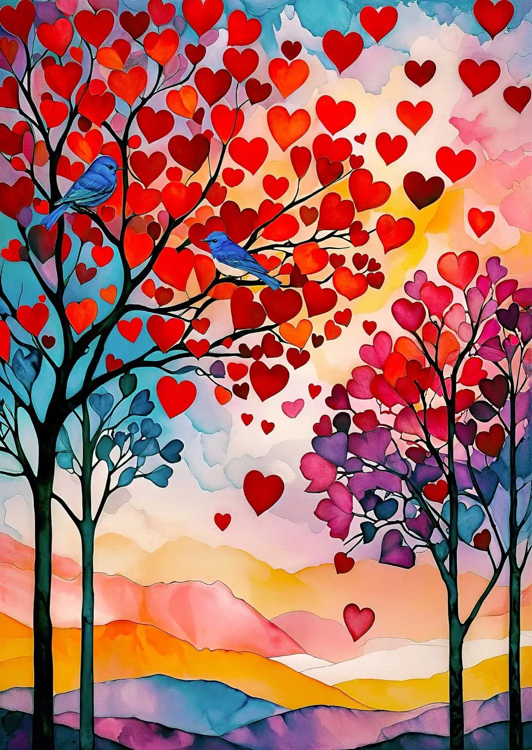 Puzzle Bluebirds in Love