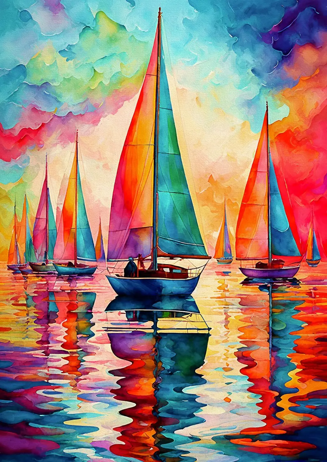 Puzzle Colorful Sailboats