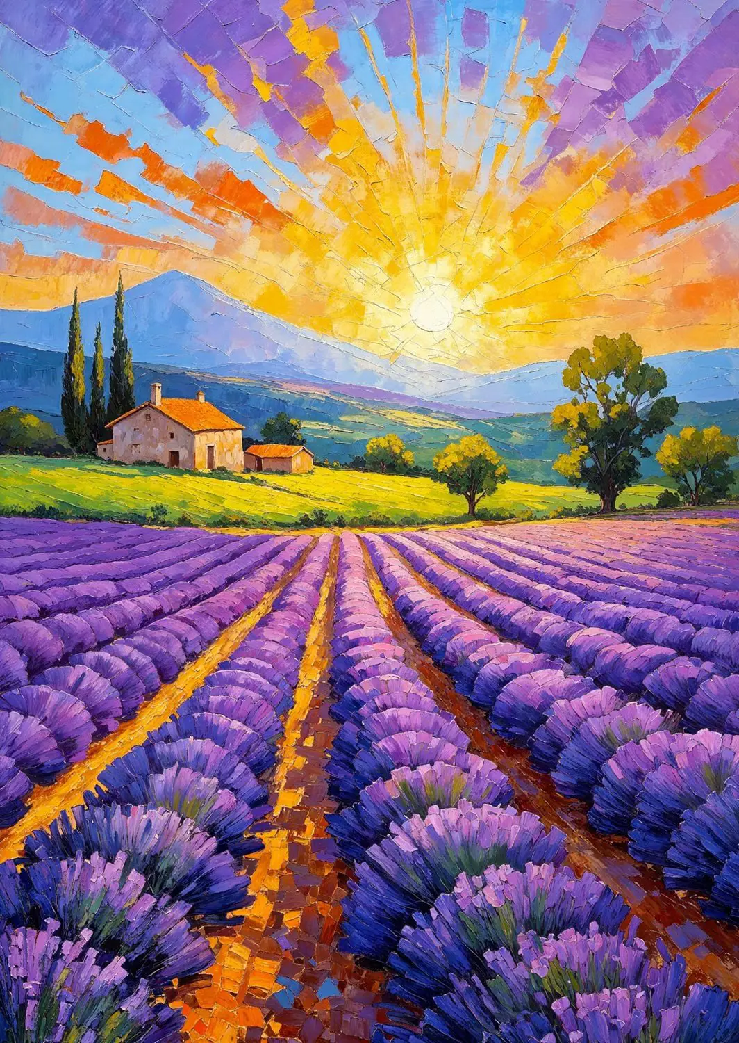 Puzzle Lawendowy zachód słońca