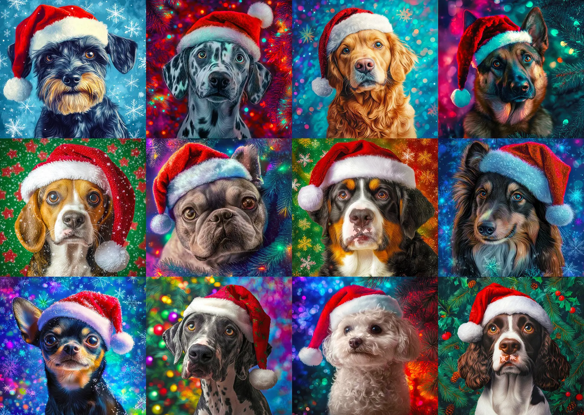 Puzzle Santa Dogs