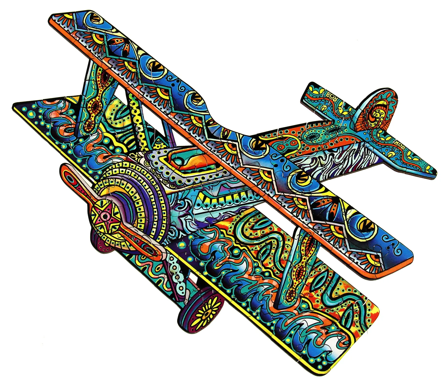 Puzzle Colorful Puzzle - Biplane wooden