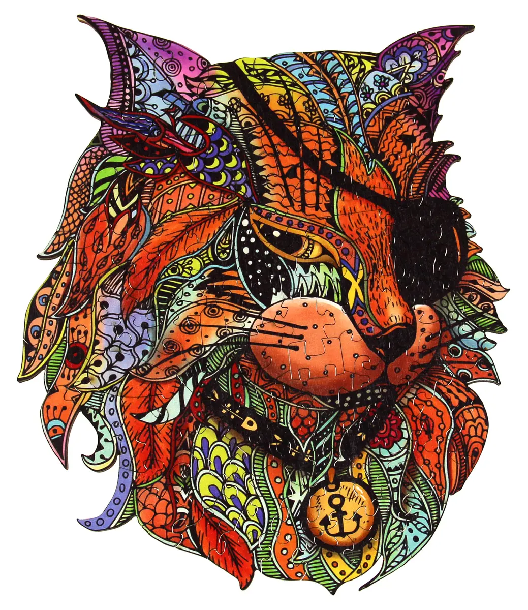 Puzzle Farebné puzzle – drevená mačka
