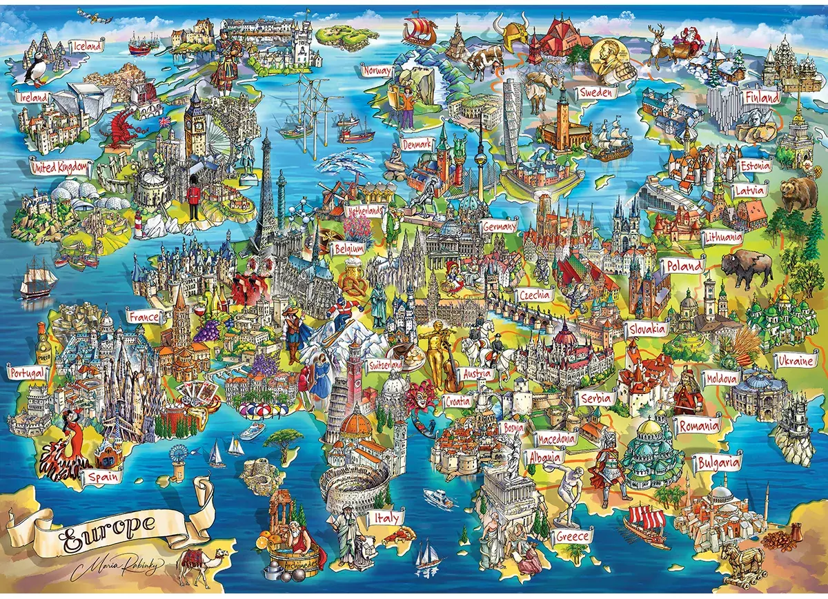 Puzzle Bláznivá mapa Európy