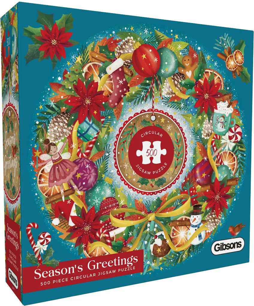 Puzzle Seasons Greetings round