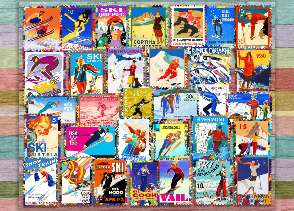 Puzzle Ski Stamp Posters