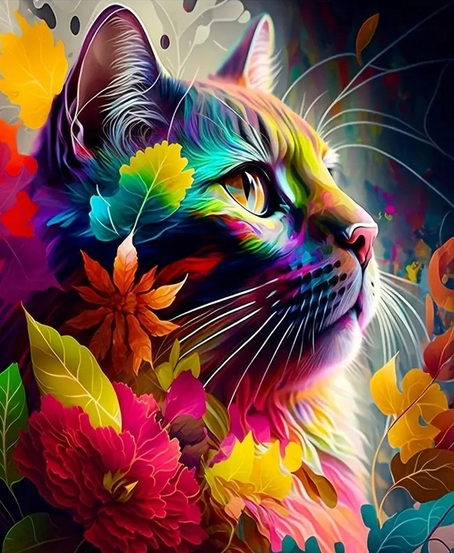 Puzzle Diamantova slika: Pisana mačka 30x40cm