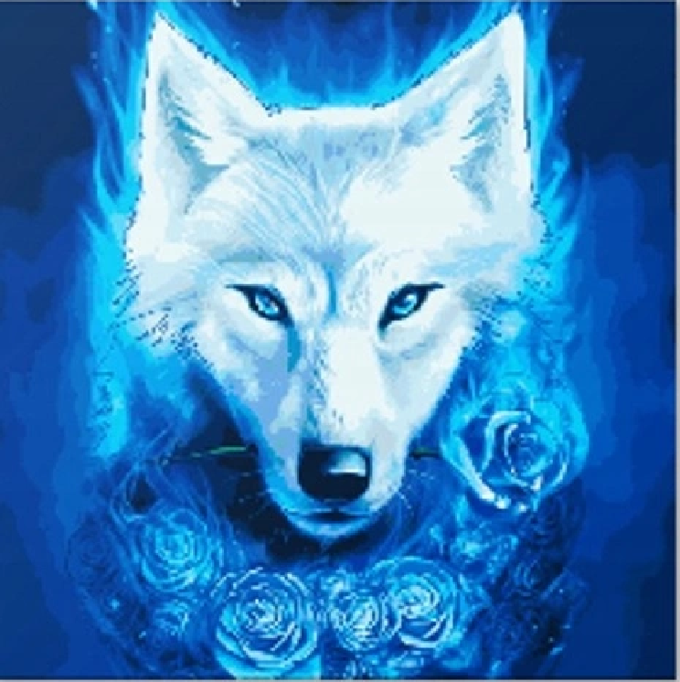 Diamant painting: Magic wolf 30x40cm