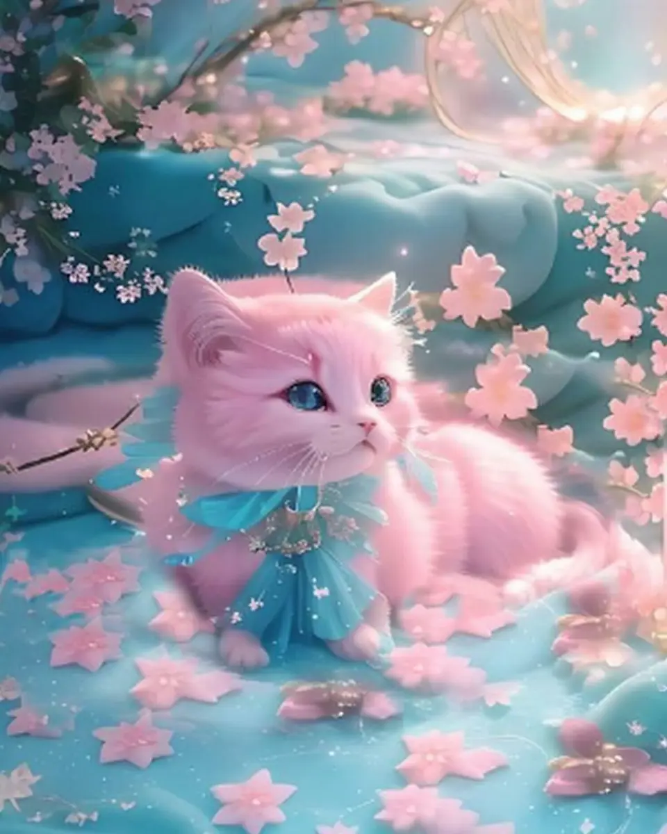 Puzzle Diamant painting: Pink cat 30x40cm