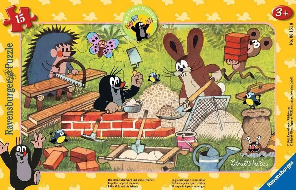 Puzzle Cârtița și prietenii: Construirea unei case