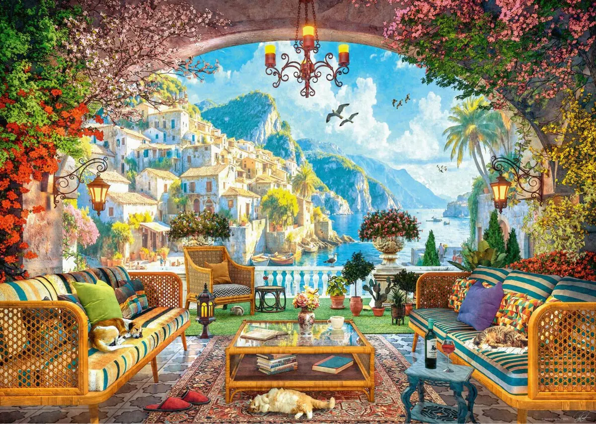 Puzzle  Pohľad na stredomorskú terasu