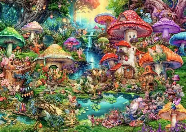 Puzzle Vrolijk paddenstoeldorp