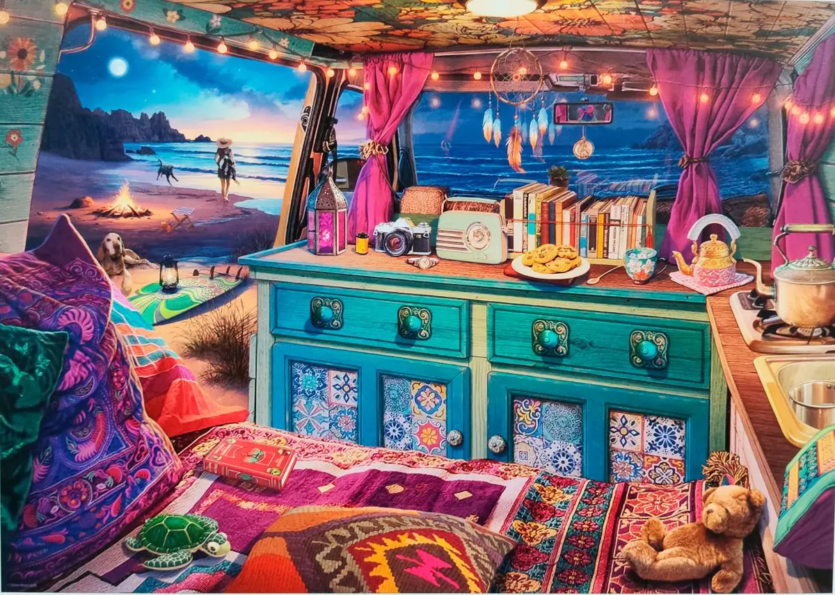 Puzzle Priveliștea de la fereastra mea: o rulotă