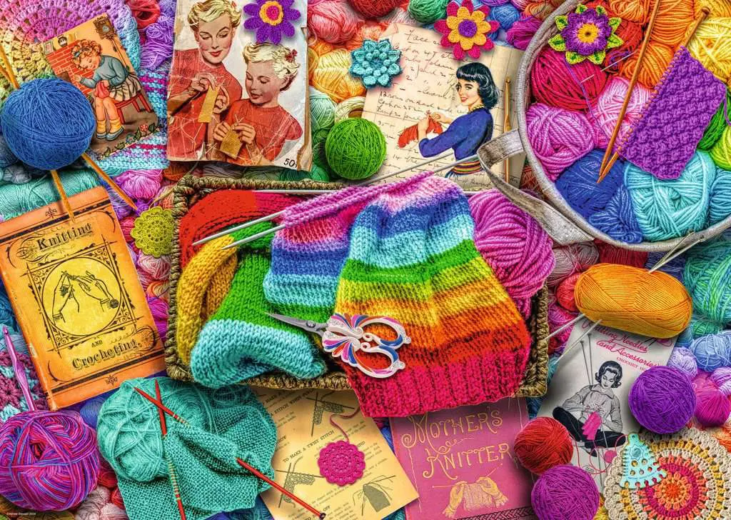 Puzzle Vintage pletenie a háčkovanie