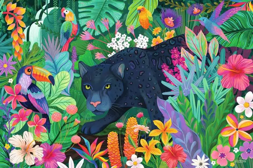 Puzzle Panther im Blumendschungel