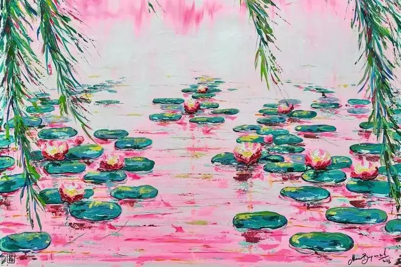 Puzzle Lake with water lilies
