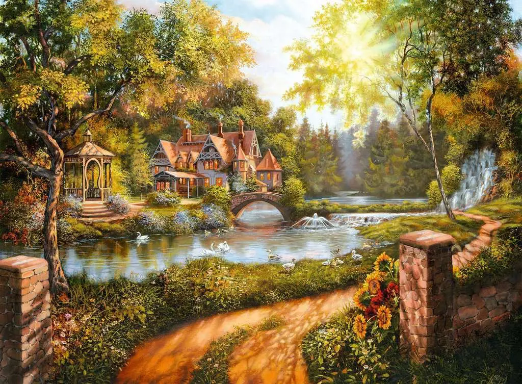 Puzzle Chata pri rieke