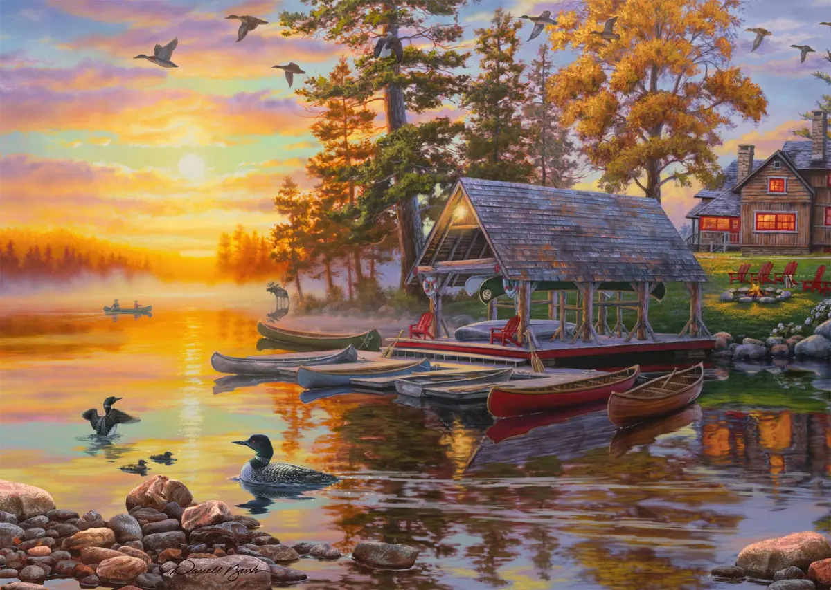 Puzzle Bush: Boathouse with canoes II