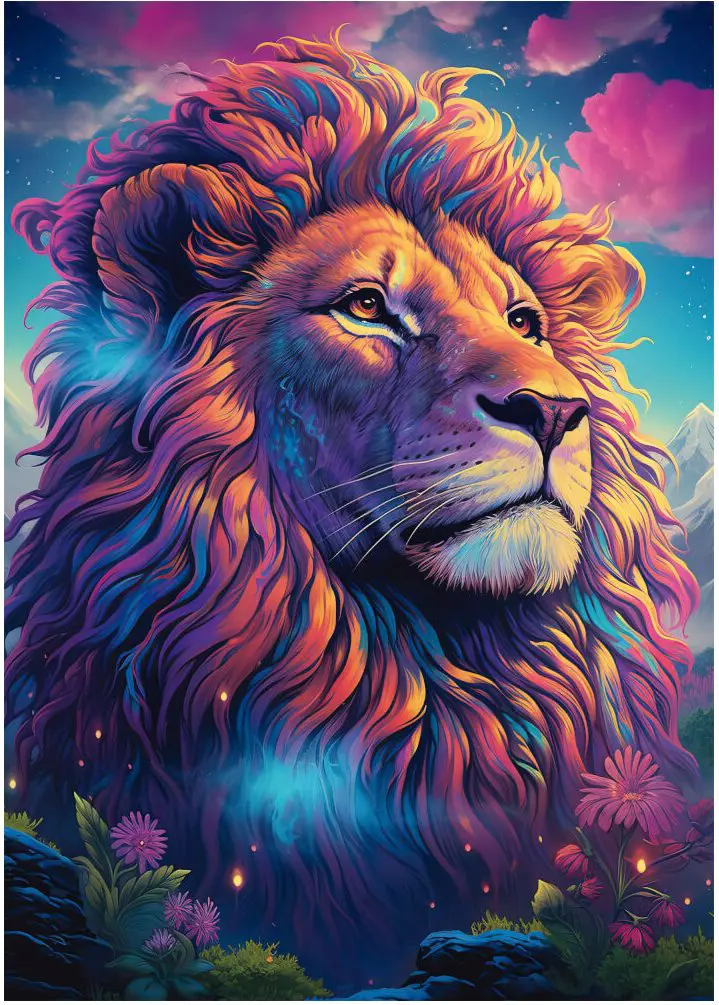 Puzzle Farebný lev veličenstva