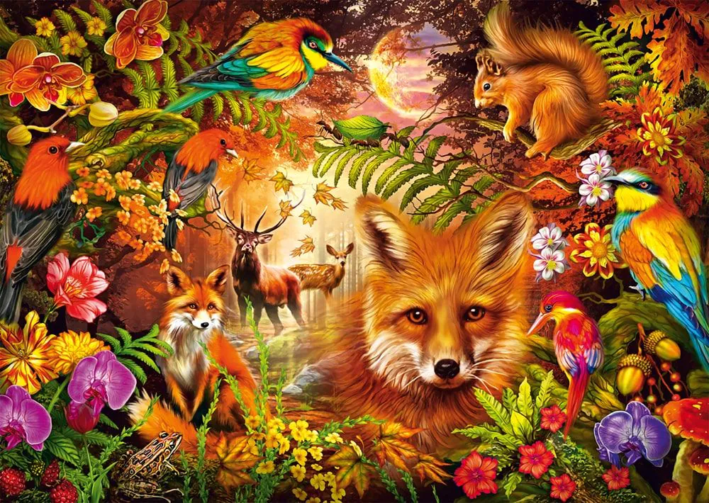 Puzzle Cvijeće, krzno i perje