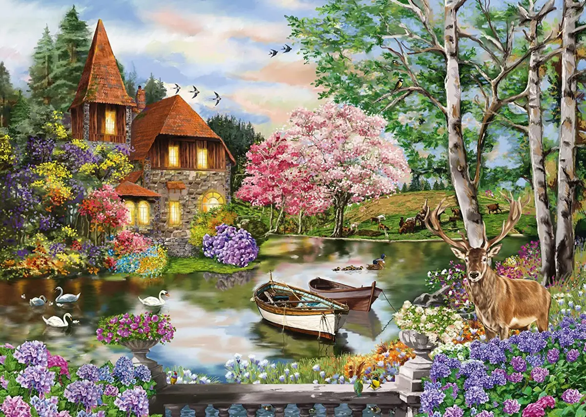 Puzzle Dom pri jazere