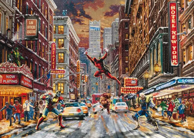 Puzzle Thomas Kinkade: MARVEL Deadpool - Snježni dan