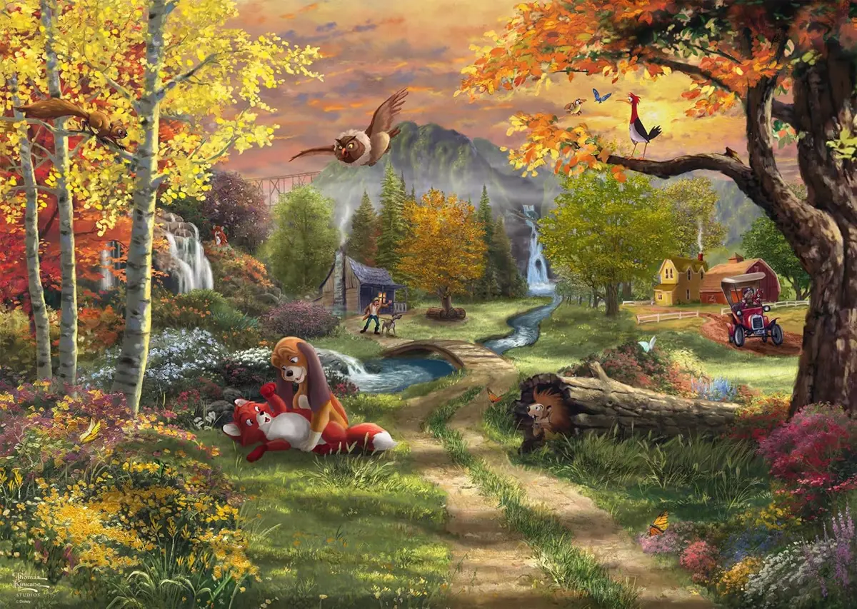 Puzzle Thomas Kinkade: Disney: Ræven og hunden