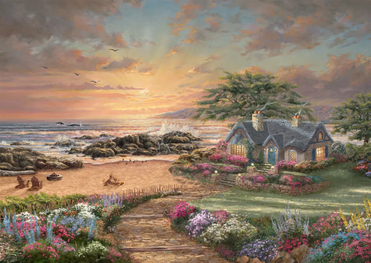 Puzzle Thomas Kinkade: Chata pri mori