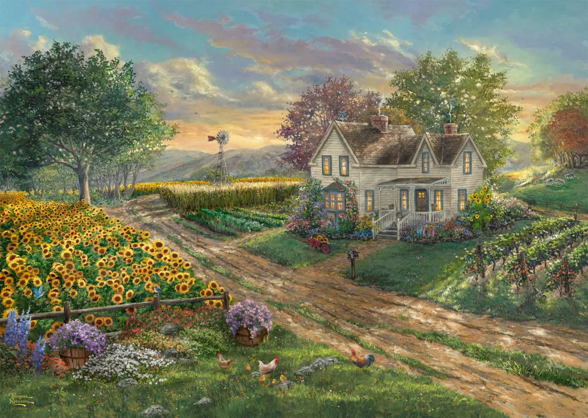 Puzzle Thomas Kinkade: Slnečnicové polia