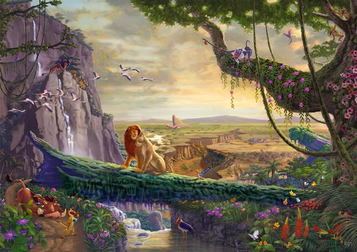Puzzle Thomas Kinkade: Az oroszlánkirály - Visszatérés a Pride Rock-hoz
