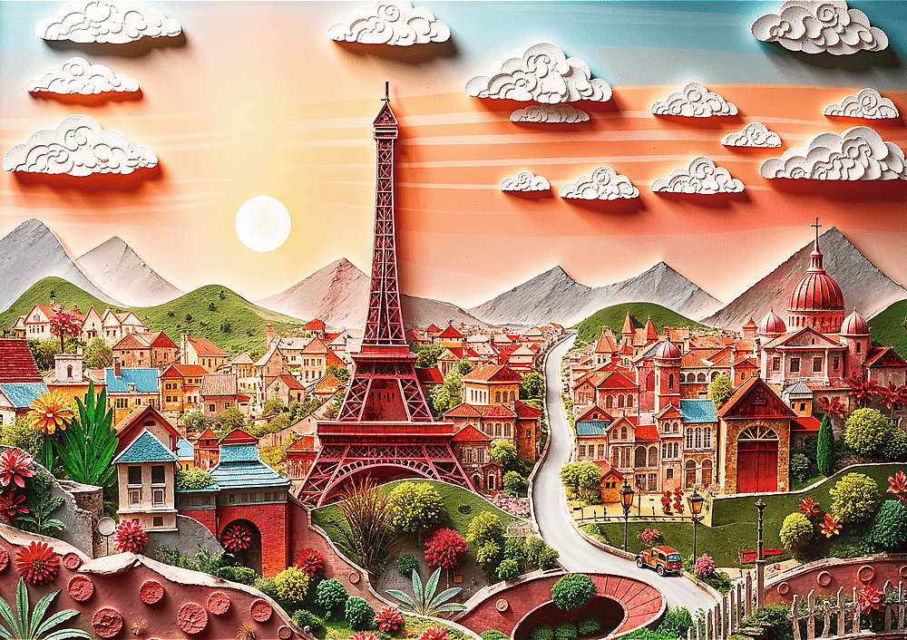 Puzzle 3D efekt Paper Art Paris