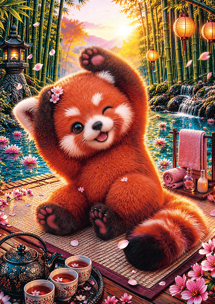 Puzzle Premium Plus : une dose de mignonnerie à l'état pur : l'adorable panda roux