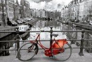 Puzzle Amszterdam - Piros kerékpár a hídon 