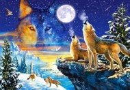 Puzzle Üvöltő farkasok a Holdfényben