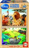 Puzzle 2x50 lauvu karalis un džungļu grāmata