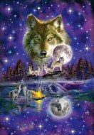 Puzzle Wolf im Mondschein