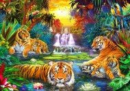 Puzzle Jan Patrik Krasny: Tygrysy przy wodospadzie