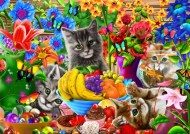 Puzzle Kolorowe koty