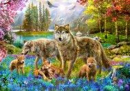 Puzzle Smukt: Spring Wolf Family