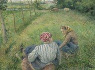 Puzzle Pissarro: jóvenes campesinas descansando en el campo
