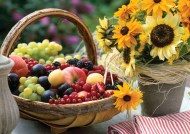 Puzzle Früchte und Sonnenblumen