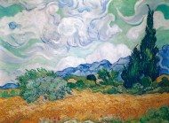 Puzzle Vincent Van Gogh: nisupõld küpressidega II