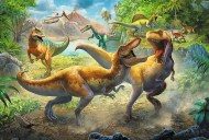 Puzzle Vecht met tyrannosauriërs