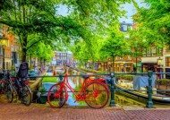 Puzzle Το κόκκινο ποδήλατο στο Άμστερνταμ