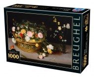 Puzzle Brueghel: Λουλούδια σε καλάθι και βάζο II