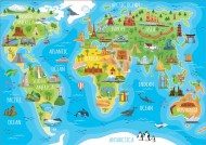 Puzzle Mapa swiata z zabytkami